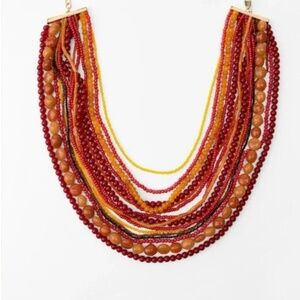 Zara Exotic Elegant Multicolor Beaded Necklace Red Yellow Orange Burgundy
